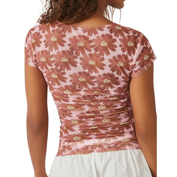 Free People Intimately Keep It Simple Mesh Baby Tee Shirt Top FP Medium - Picture 6 of 7